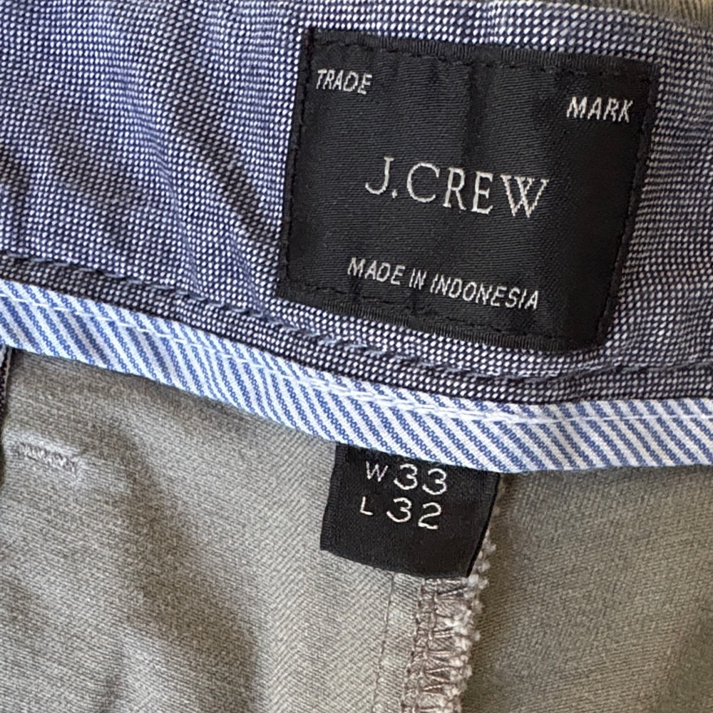 J. Crew Olive Gray Men's Chinos with Striped Waistband